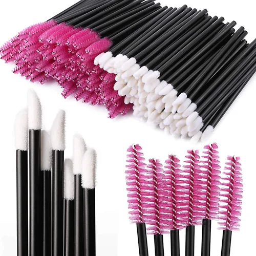 Miniatura 9 de Tbestmax 200 carretes desechables para rímel y cepillos de labios, aplicador de brillo de labios para extensiones de pestañas de cejas, kits de Negro