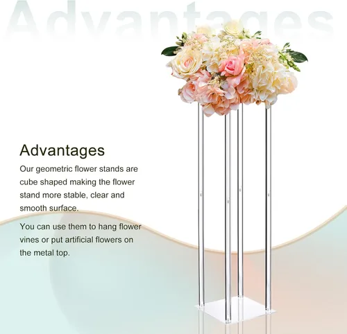 Miniatura 3 de MECCANIXITY Columna de florero para boda, soporte acrílico de 31.5 pulgadas de alto para decoración de centros de mesa de boda, fiesta, cena
