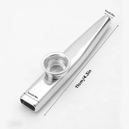 Miniatura 4 de Metal Kazoo instrumento musical, mirlitón pequeño y profesional con cinco repuestos de membranas para niños, regalo de Navidad, Plateado