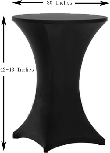 Miniatura 3 de Tina's Paquete de 2 fundas para mesa de cóctel de elastano Highboy de 30 x 42 pulgadas, color negro, mantel elástico ajustable para mesas redondas