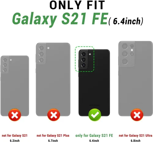 Miniatura 2 de SUANPOT Funda tipo cartera para Samsung Galaxy S21 FE con bloqueo RFID, soporte para tarjetas de crédito, de piel sintética, con tapa para teléfono