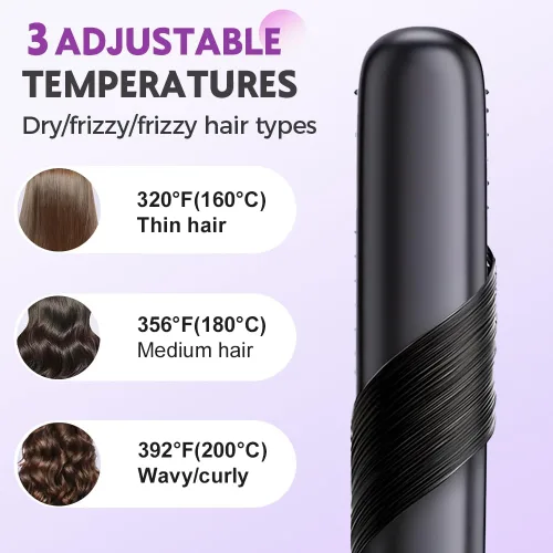 Miniatura 4 de Go Bursh - Peine alisador de cabello USB inalámbrico de iones negativos 2026, Brush Pro con pinzas trenzadas de piedra de cristal brillante, Negro