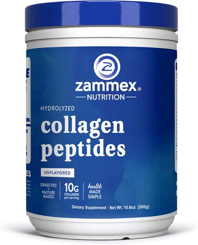 Zammex Péptidos de colágeno en polvo de alta calidad, péptido de colágeno hidrolizado para mujeres y hombres, soporte para cabello, piel, uñas,