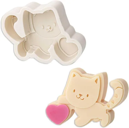 Molde de silicona Freshie para automóvil con forma de gato pequeño jugando con amor para hacer jabón con cuentas aromáticas para automóvil, Love Cat