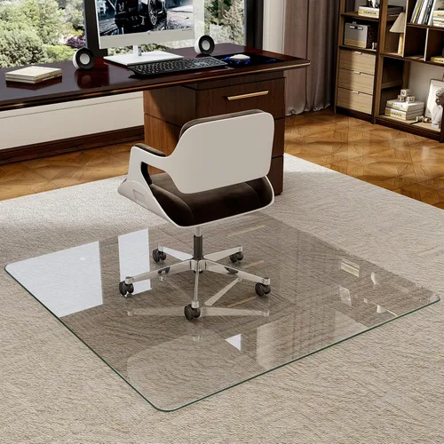 Miniatura 12 de Easly Tapete para silla de 46" x 55" para alfombra - Tapete para silla de oficina - Tapete de piso de vidrio templado para hogar/oficina/alfombra