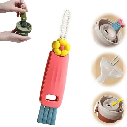 Miniatura 2 de Cepillo de limpieza de ranuras para tapa de taza 3 en 1, cepillo multifuncional para detalles de tapa de botella y vaso, limpiador de pajitas, Azul