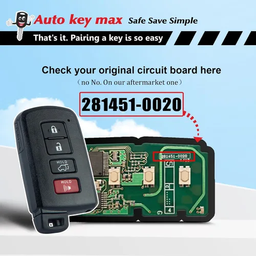 Miniatura 4 de Reemplazo inteligente de llavero de automóvil para Toyota RAV4 2013-2018 FCCID: HYQ14FBA (281451-0020) Board; por Auto Key Max (1)
