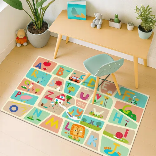 Miniatura 3 de Alfombra preescolar del alfabeto de 3 x 5 para niños pequeños, alfombra de juego ABC suave para el aprendizaje del bebé, alfombra educativa