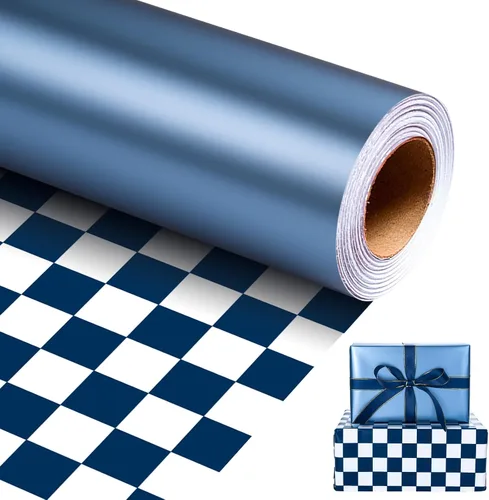 Miniatura 18 de Homeral Rollo de papel de regalo Jumbo de 30 pulgadas x 32.8 pies, color azul rey metálico para Navidad, cumpleaños, vacaciones, boda, baby shower