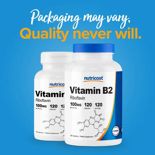 Miniatura 3 de Nutricost Vitamina B2 (Riboflavina) 100mg, 120 Cápsulas - Sin Gluten y Sin OGM