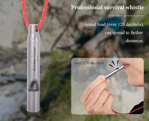 Miniatura 2 de Boundless Voyage Silbato de titanio para supervivencia de emergencia con cordón fuerte para acampar al aire libre, senderismo, entrenadores, 2