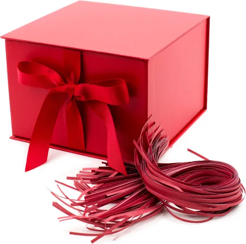 Miniatura 13 de Hallmark Caja de regalo mediana con tapa y relleno de papel triturado (caja gris de 7 pulgadas) para bodas, graduaciones, cumpleaños, día del padre