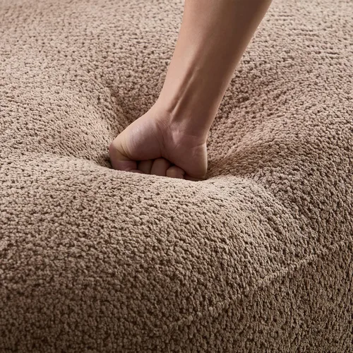 Miniatura 6 de Sofá seccional curvo de 135.4" (344 cm), sofá chaise moderno y cómodo tapizado en bouclé, sofá seccional modular de espuma viscoelástica de asiento