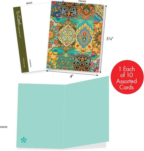 Miniatura 2 de The Best Card Company - 10 coloridas tarjetas de notas en blanco con sobres (4 x 5.12 pulgadas) - Juego surtido en caja - Señales árabes M6588OCB
