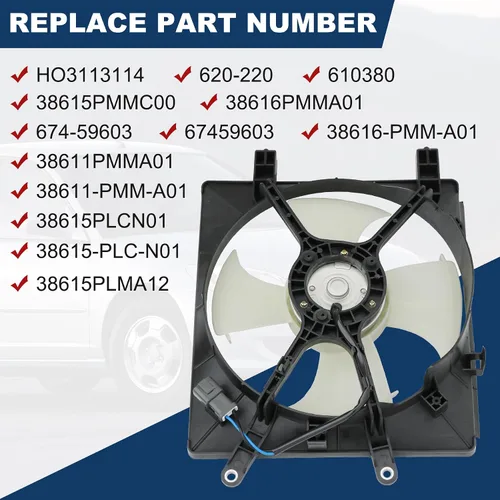 Miniatura 6 de Reemplazo del conjunto del ventilador de refrigeración del radiador del condensador de CA A/C para Honda Civic 2001-2005 HO3113114 620-220 610380