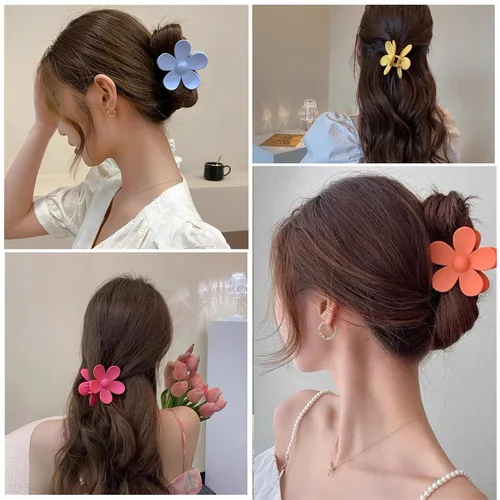 Miniatura 3 de Pinzas para el cabello con diseño de flores, 8 unidades, lindas y grandes, antideslizantes, pinzas de sujeción fuerte, accesorios para el cabello