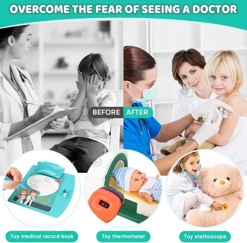 Miniatura 6 de Kit de médico para niños pequeños de 3 a 5 años, juego de doctor con herramientas médicas, máquina de rayos X y estetoscopio de juguete, juego