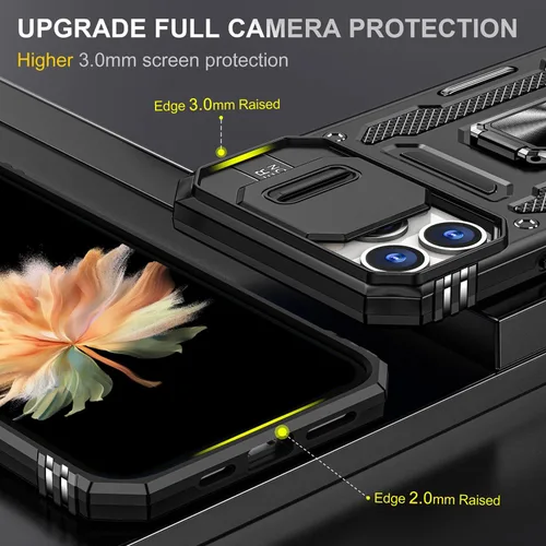 Miniatura 3 de Funda para iPhone 13 Pro con funda para cámara, con soporte de anillo para soporte, con función de montaje magnético para automóvil, para iPhone 13