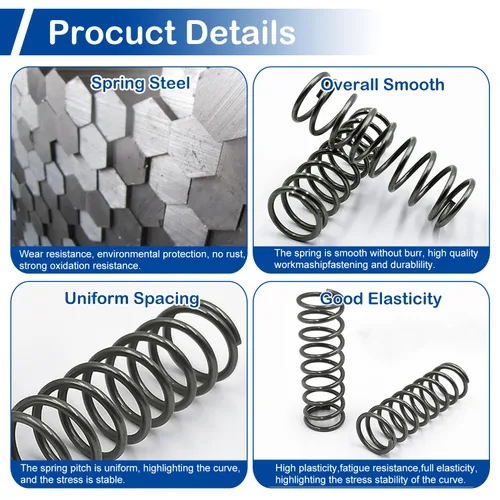 Miniatura 4 de MroMax 20Pcs Compressed Spring, 0.04" Wire Dia, 0.31" OD, 1.57" Free Length, Gray Black Spring Steel Extended Coil Compression Spring