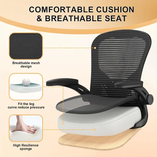 Miniatura 7 de Silla de oficina, sillas de escritorio ergonómicas de 330 libras de capacidad, silla de computadora de malla con respaldo alto con reposabrazos Negro