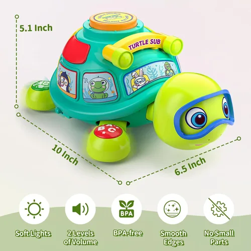 Miniatura 6 de ToddlerCley Juguetes para bebés de 6 a 12 meses, juguetes para gatear de tortuga musical para bebés de 7, 8, 9, 10 meses, juguete iluminado