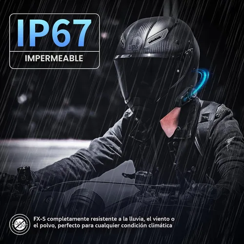 Miniatura 8 de Fodsports FX-S auriculares Bluetooth para motocicleta V5.4, sistema de comunicación de intercomunicador para casco de 2 vías con IP67 impermeable