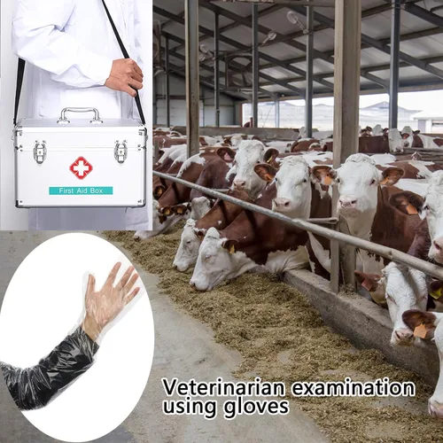 Miniatura 9 de 50 guantes de plástico desechables para inseminación veterinaria, rectal, brazo completo, de plástico, de 35.5 pulgadas, para veterinarios, limpieza