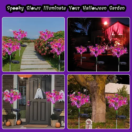 Miniatura 2 de Neporal Luces solares de jardín al aire libre impermeables IP65, 2 unidades Phalaenopsis flores solares luces solares de jardín impermeables