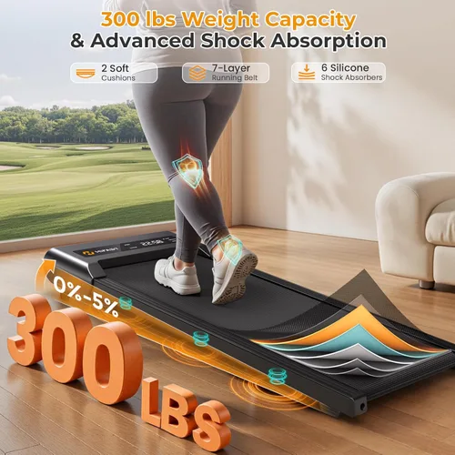 Miniatura 9 de Hifast Walking Pad Treadmill with Incline,Under Desk Treadmills for Home Office,300lbs Capacity Portable Small Walking Pad,2.5HP Quiet Running Pad