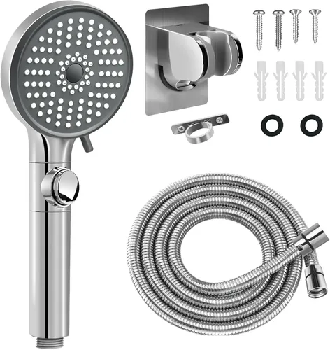 Miniatura 11 de Cabezal de ducha para autocaravana con manguera de acero inoxidable, cabezal de ducha de alta presión de 5 modos con interruptor de encendido
