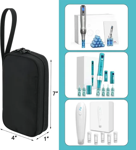 Miniatura 3 de Beautyflier Bolsa de mano para bolígrafo de microagujas, bolsa de maquillaje de viaje negra para máquina de Mcroneedling, bolsa de mano para mujer