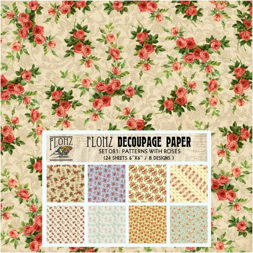 Miniatura 9 de Decoupage - Paquete de papel (24 hojas de 6 x 6 pulgadas), patrón de flores de neón FLONZ, papel de estilo vintage para decoupage, manualidades