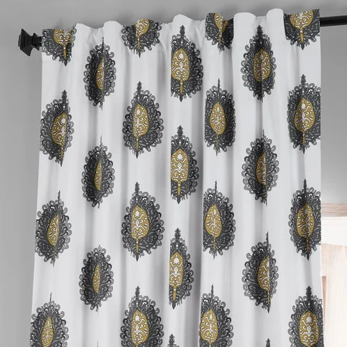 Miniatura 5 de HPD HALF PRICE DRAPES PRTW-BOD02A-84 - Cortina opaca de algodón con estampado maya (1 panel), 50 x 84 pulgadas, color verde azulado maya