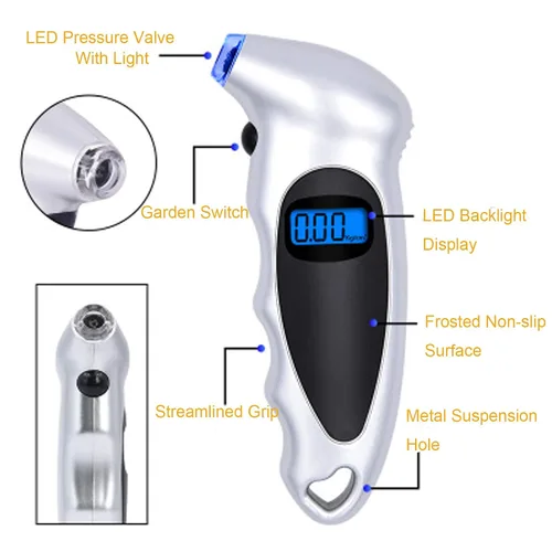 Miniatura 2 de ANKIA - Medidor digital de presión de neumáticos de 150 PSI con LCD retroiluminado y agarre antideslizante para automóvil, camión, SUV, motocicleta