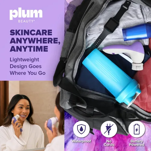 Miniatura 6 de Plum Beauty Cepillo eléctrico de limpieza facial recargable, cepillo giratorio para limpieza de poros para piel radiante, limpiador eléctrico