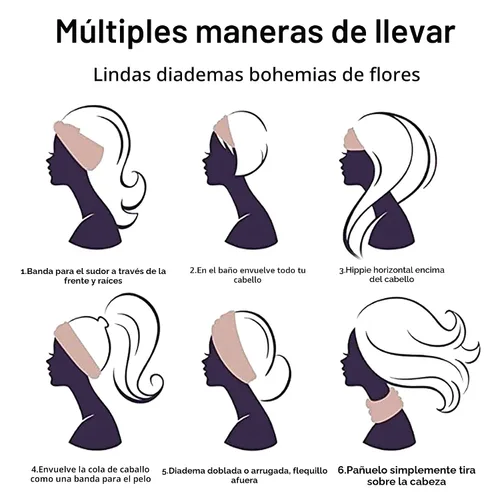 Miniatura 7 de Diademas bohemias para mujer, bandas anchas elásticas para el cabello, bandas para la cabeza anudadas, bandas para la cabeza turbante para yoga
