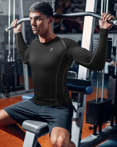 Miniatura 7 de Runhit Camisas de compresión para hombre de manga larga fresca y seca atlética, camisetas de entrenamiento para pesca y sol, mallas térmicas