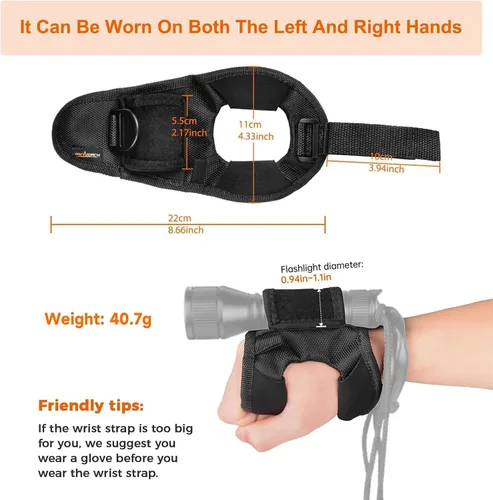 Miniatura 2 de ORCATORCH Diving Flashlight Glove Hands-Free Flashlight Holder Universal Adjustable Wrist Strap Scuba Dive Lights Accessories