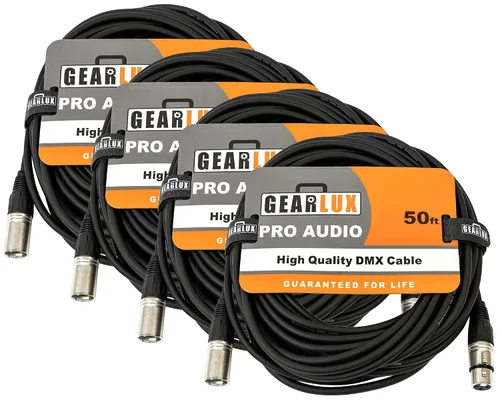 Miniatura 20 de Gearlux Cable DMX, 3 pines, macho a hembra, 3.2 pies - paquete de 10