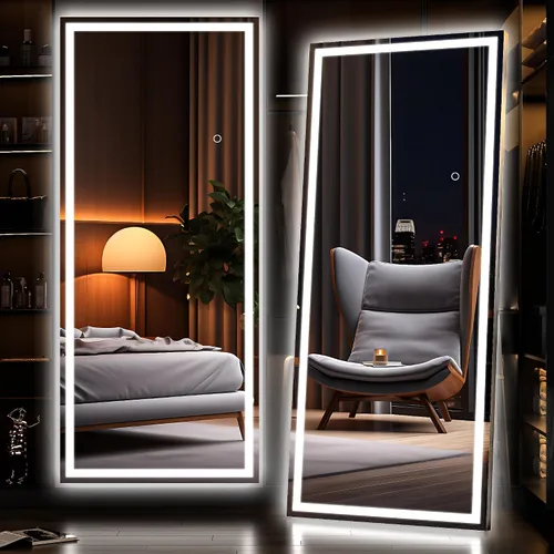 Miniatura 15 de Hasipu Espejo de longitud completa con luces, espejo de pie LED de 65 x 22 pulgadas, espejo de cuerpo completo para vestirse, espejo montado