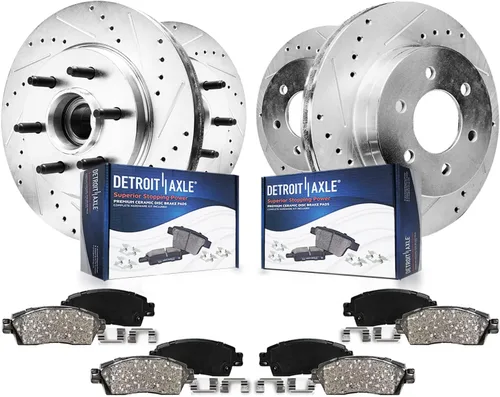 Detroit Axle - Kit de frenos RWD para Ford F-150 Lincoln Mark LT 2004-2008, frenos de disco perforados y ranurados, rotores pastillas de freno de