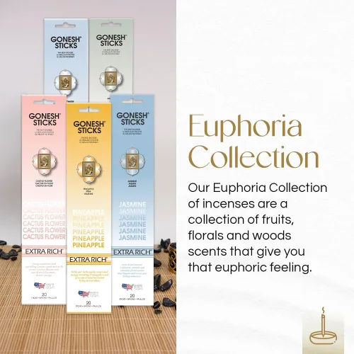 Miniatura 4 de Gonesh - Varillas de incienso aromáticas extraricas Euphoria - Varillas aromáticas de combustión lenta no tóxicas de 10 pulgadas - Piña - 20 varillas