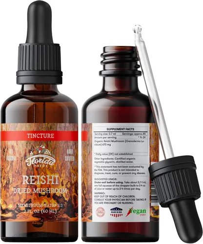 Miniatura 6 de Tintura Reishi, extracto orgánico de hongos Reishi (Ganoderma Lucidum), suplemento de hongos secos, sin OMG en glicerina vegetal orgánica prensada