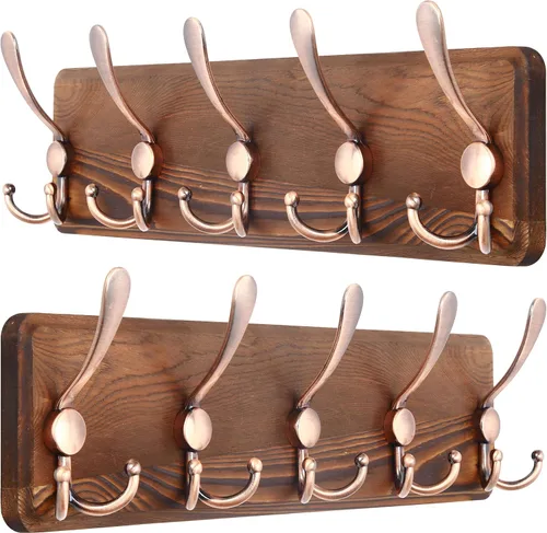 Miniatura 37 de SKOLOO Perchero de pared montado en la pared de estilo rústico: Perchero de pared de pino de madera auténtica de 40,6 cm de orificio a orificio