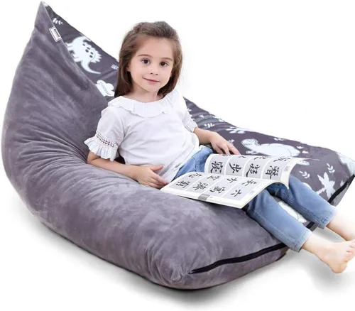 Funda para puf de almacenamiento de animales de peluche, puf extra grande de 53 pulgadas para niños y adultos, soporte y organizador de juguetes de