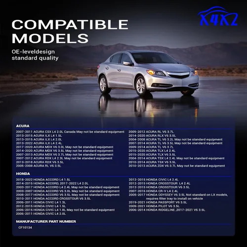 Miniatura 2 de Filtro de aire de cabina HEPA prémium mejorado con carbón activado para Honda Accord, Civic, CR-V, Odyssey, Pilot, Ridgeline, Passport Acura CSX ILX