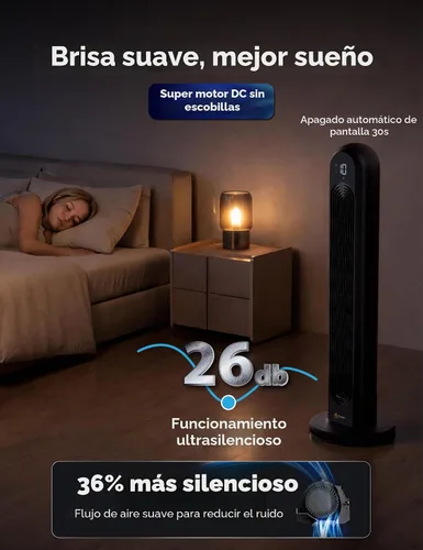 Miniatura 4 de EcoNour - Ventilador de torre inteligente con control WiFi y Alexa, ventilador personal de 42 pulgadas, oscilación de 120°, potente flujo de aire