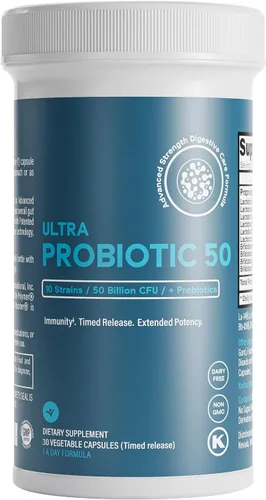 Prebióticos y probióticos 50 mil millones de UFC para mujeres y hombres – Probióticos bifidobacterias lactobacilos de liberación temporal para la