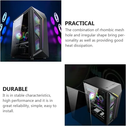 Miniatura 5 de SOLUSTRE ATX - Carcasa para computadora de escritorio con iluminación colorida