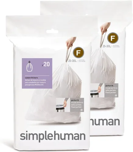 Miniatura 65 de simplehuman Forro para bote de basura de ajuste personalizado, 45 litros/12 galones, 20 unidades (paquete de 2)